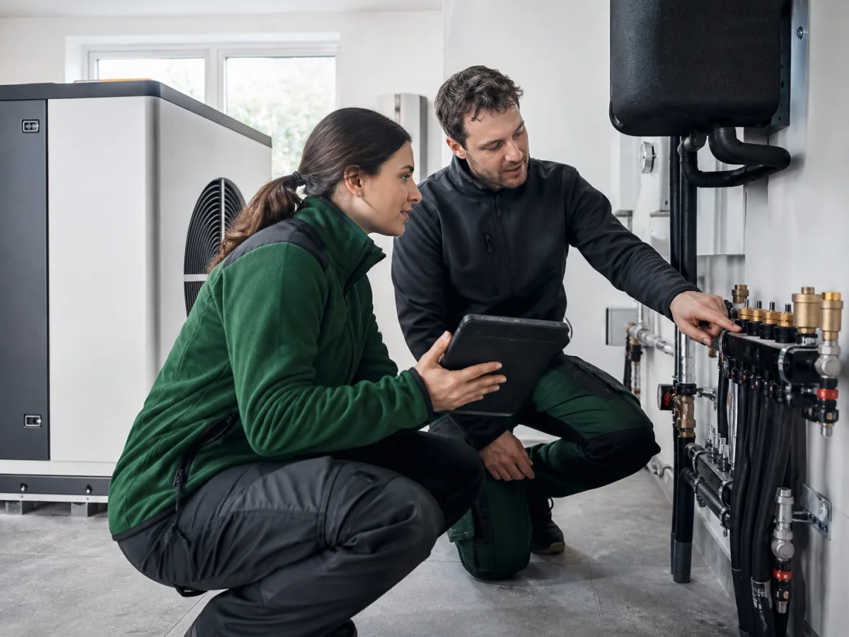 Unser Fachteam bei der Inbetriebnahme einer Wärmepumpe