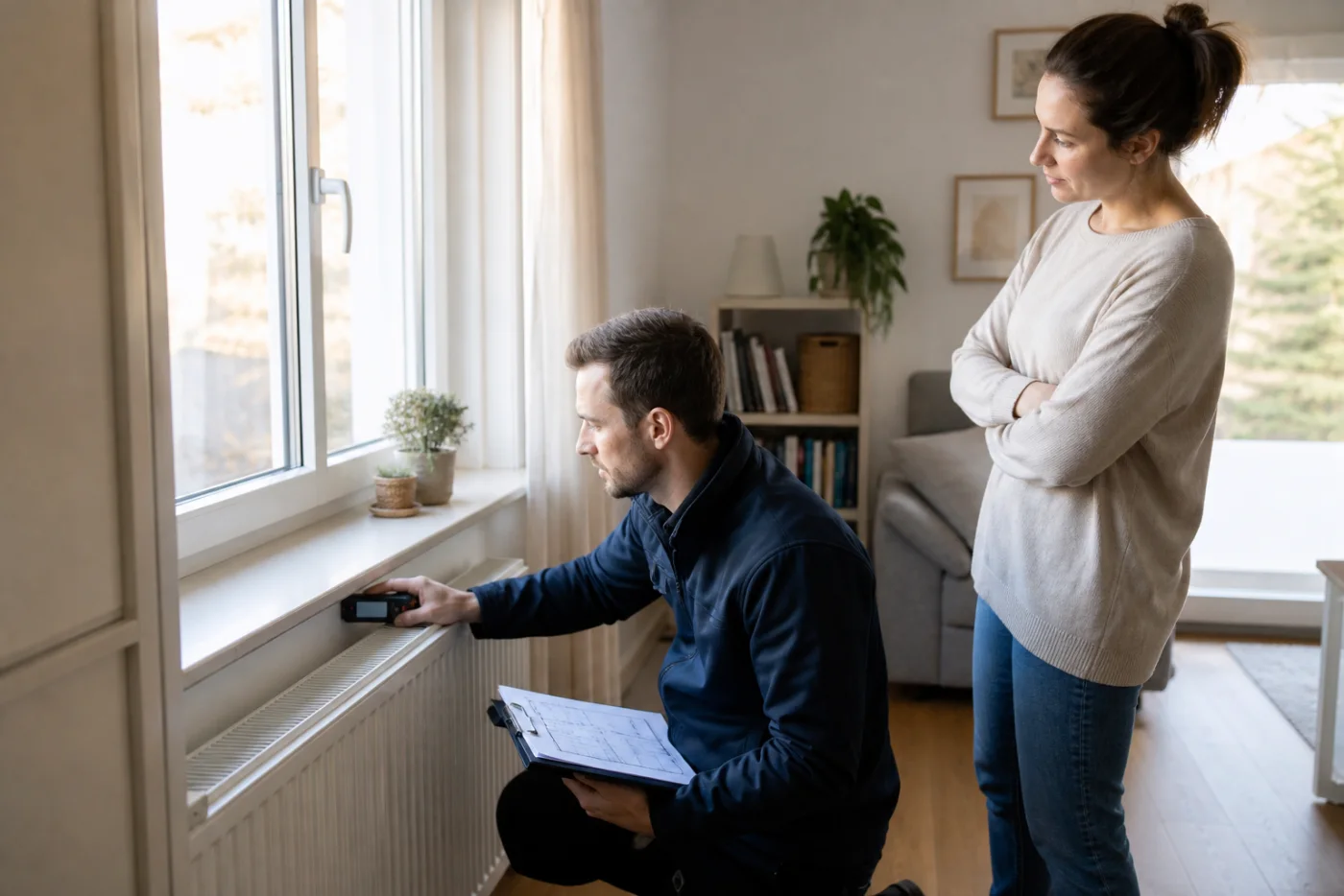 Fachteam bei der Vor-Ort-Analyse einer Heizungsanlage